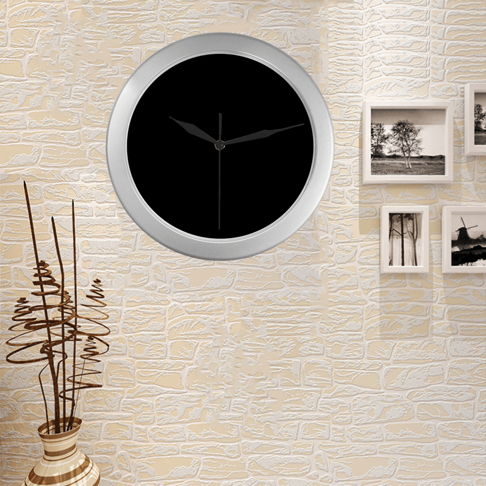 blackestblack Silver Color Wall Clock