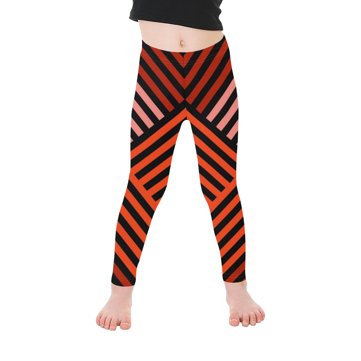 Diagonal Striped Pattern Kid's Ankle Length Leggings (Model L06)