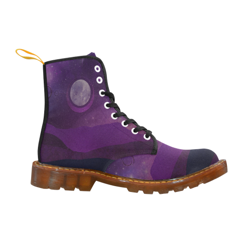 Purple Moon Night Custom Canvas Boots For Men Model 1203H