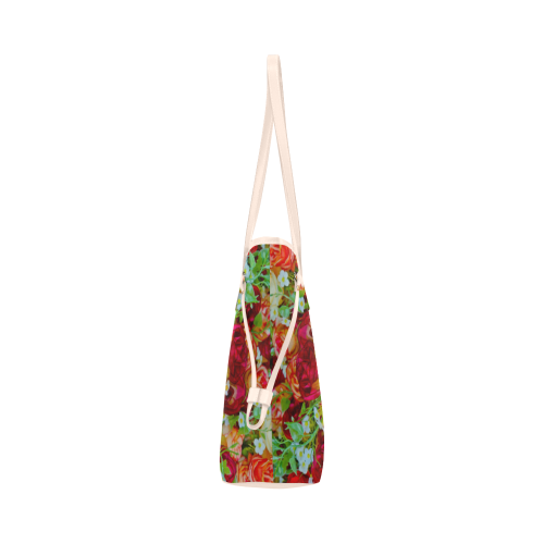 red flower Clover Canvas Tote Bag (Model 1661)