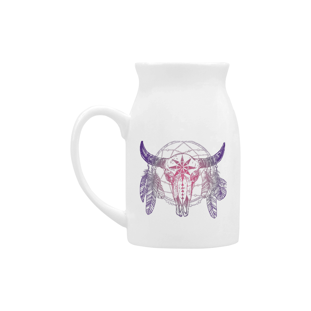 Buffalo Skull Dreamcatcher with Feathers Milk Cup (Large) 450ml