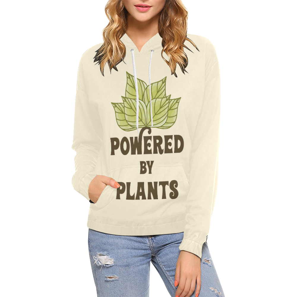 Powered by Plants (vegan) All Over Print Hoodie for Women (USA Size) (Model H13)