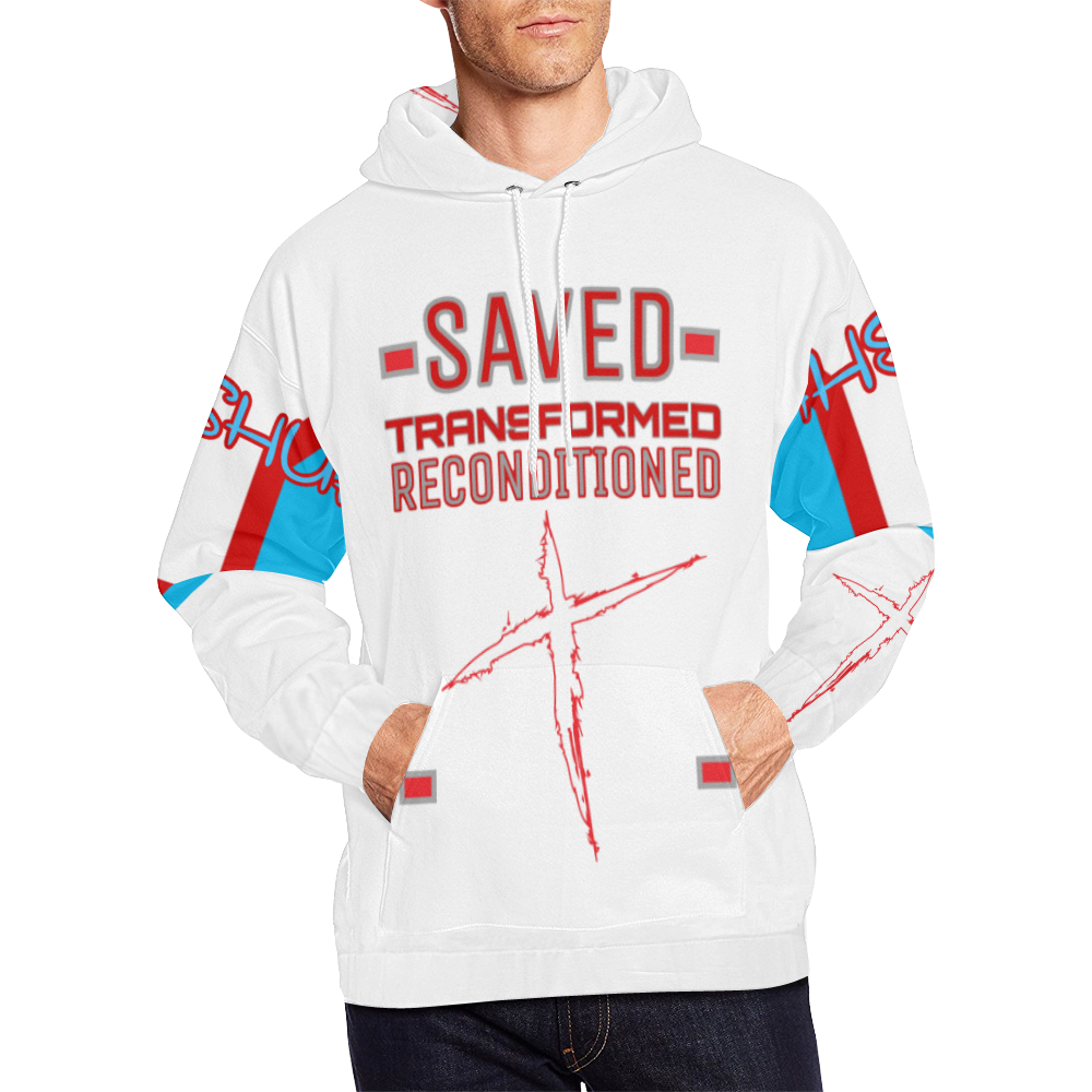 Saved Transformed Tee White All Over Print Hoodie for Men (USA Size) (Model H13)