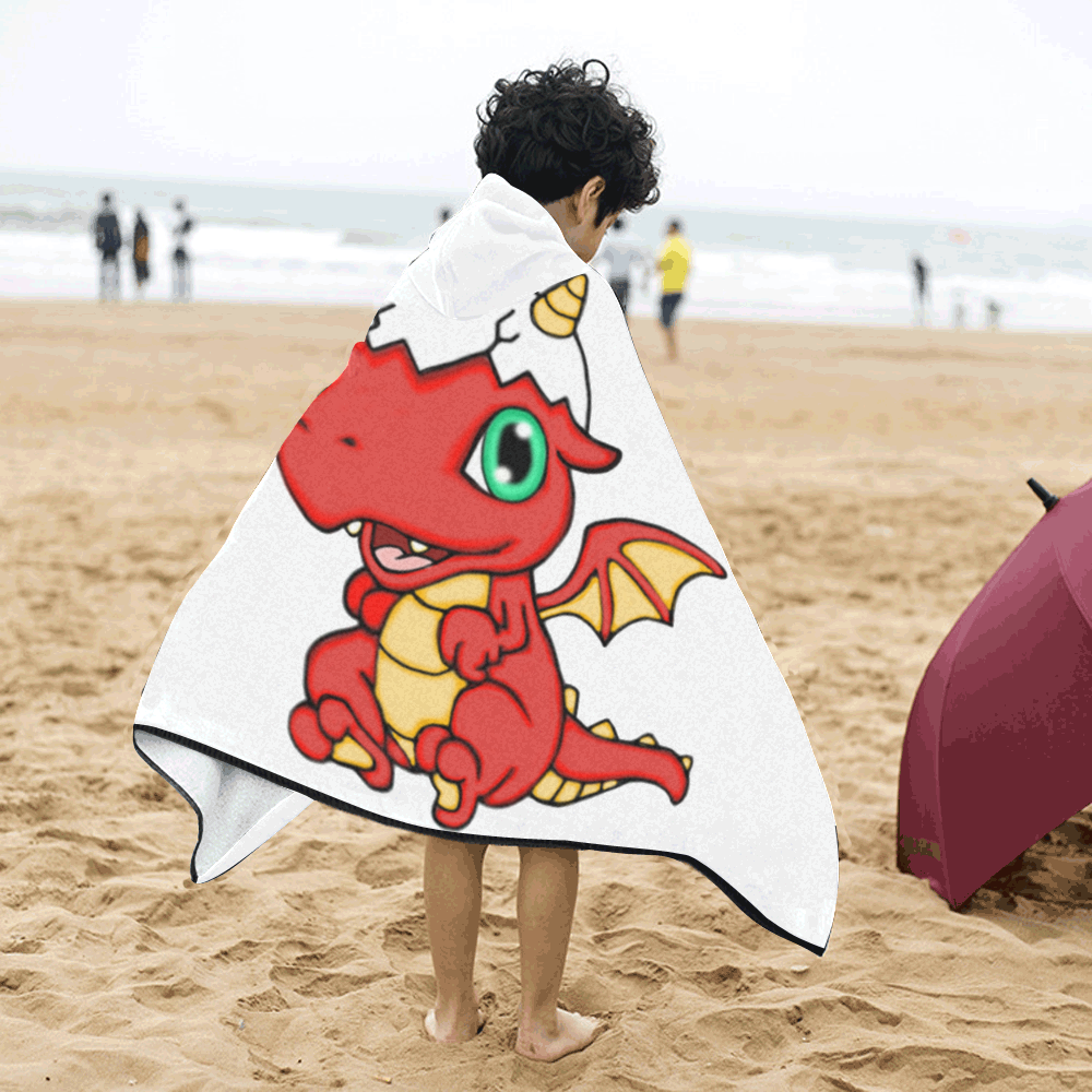 Baby Red Dragon White Kids' Hooded Bath Towels