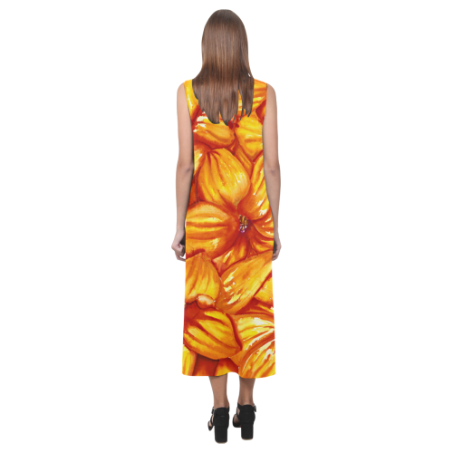 yellow oragne orchids 1b Phaedra Sleeveless Open Fork Long Dress (Model D08)