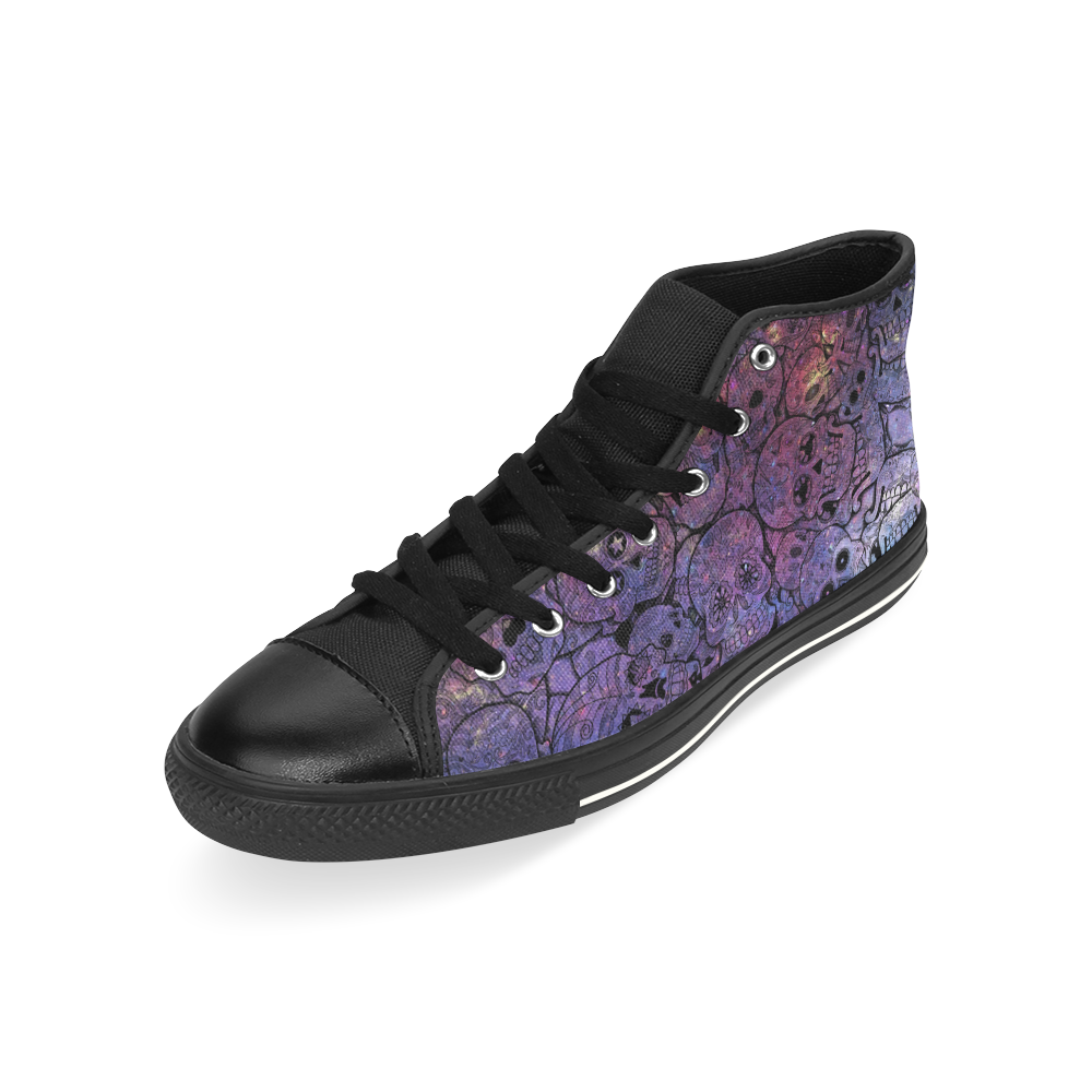 Cosmic Sugar Skulls High Top Canvas Women's Shoes/Large Size (Model 017)