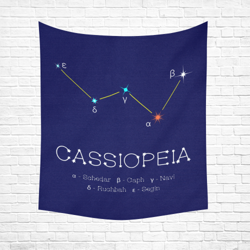 Star constellation Cassiopeia funny astronomy sky Cotton Linen Wall Tapestry 51"x 60"