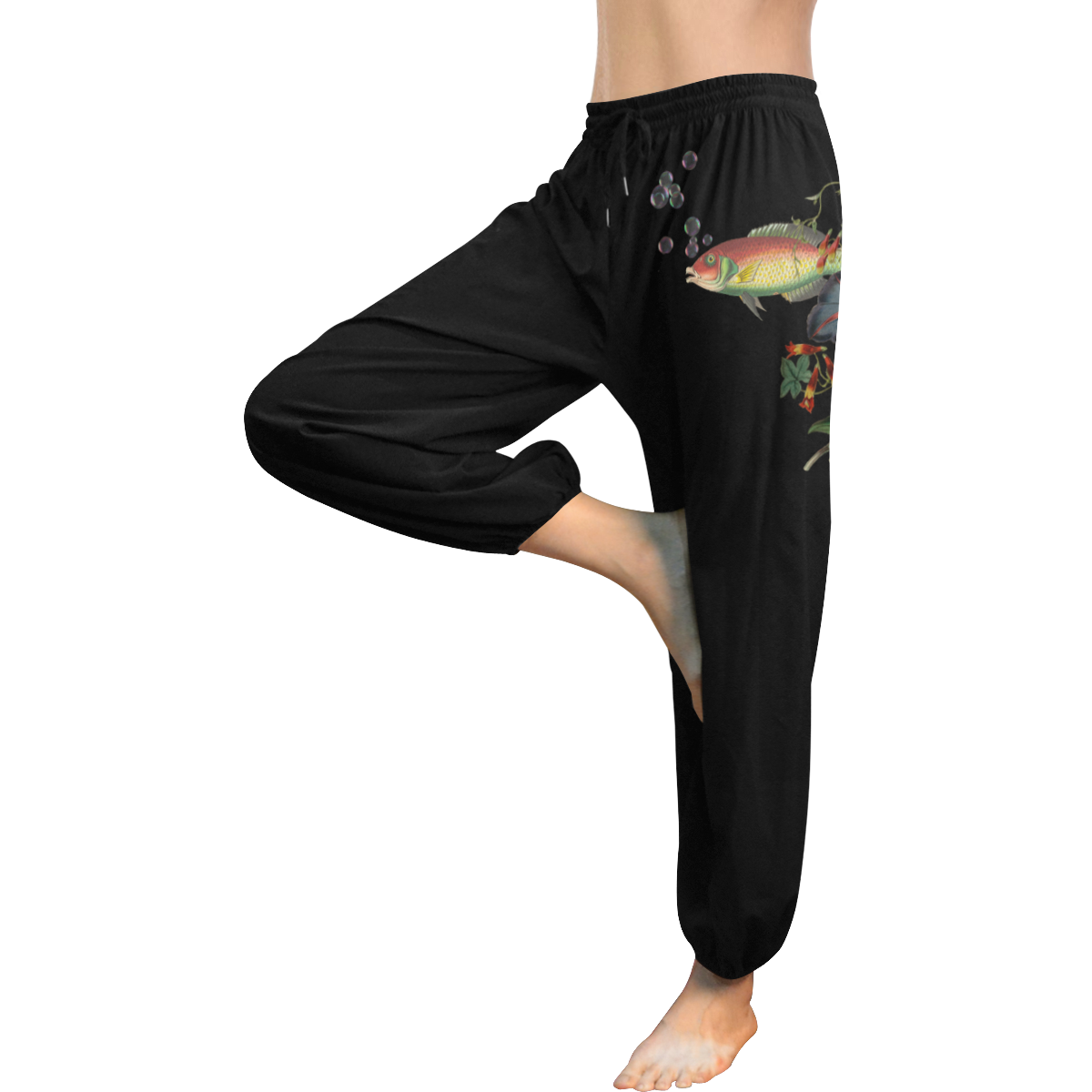 Fish With Flowers Surreal Women's All Over Print Harem Pants (Model L18)