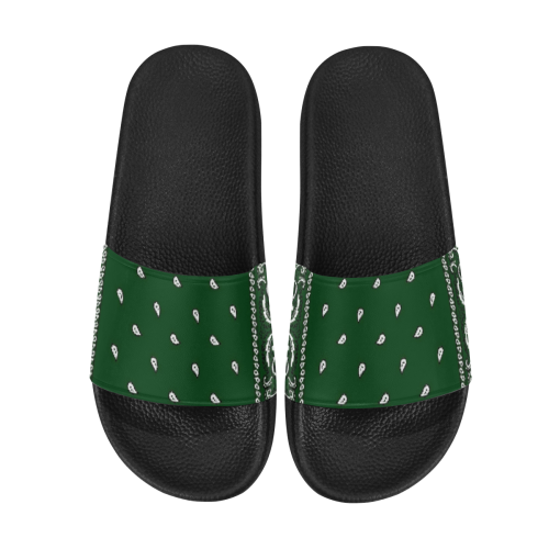 KERCHIEF PATTERN GREEN Men's Slide Sandals (Model 057)