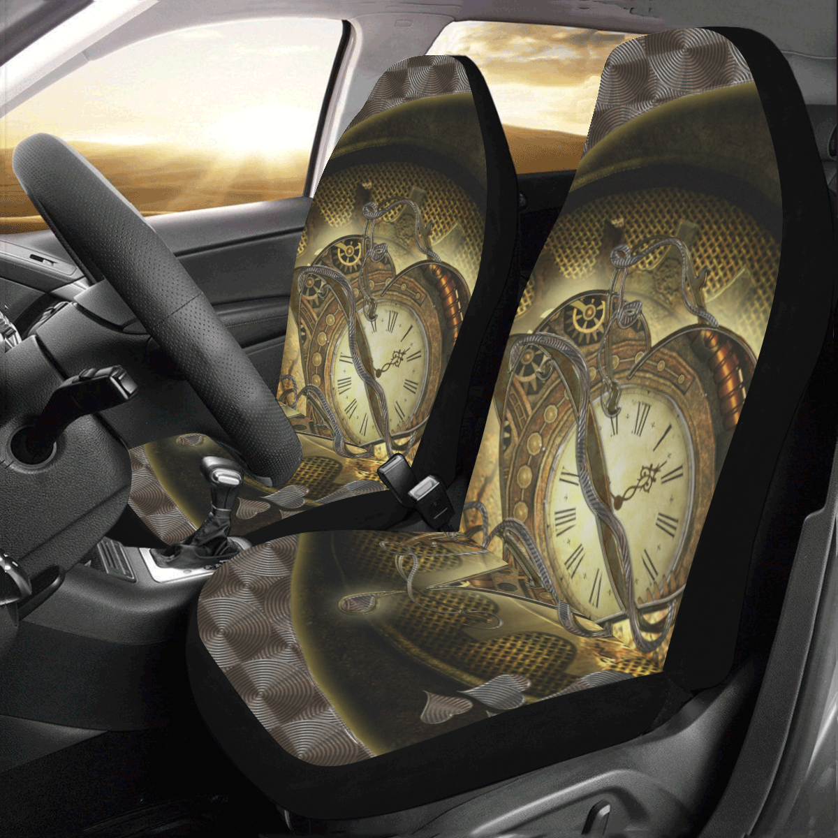Awesome steampunk heart Car Seat Covers (Set of 2)