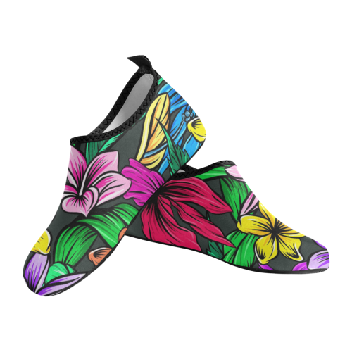 Neon Hibiscus Women's Slip-On Water Shoes (Model 056)