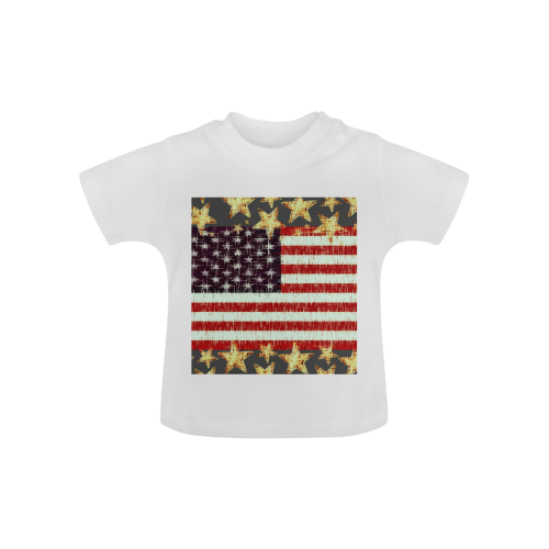 American Flag with Gold Stars Design By Me by Doris Clay-Kersey Baby Classic T-Shirt (Model T30)
