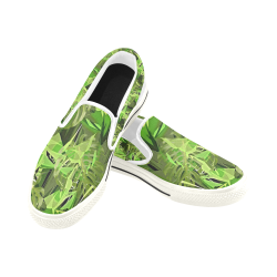 Tropical Jungle Leaves Camouflage Slip-on Canvas Shoes for Kid (Model 019)