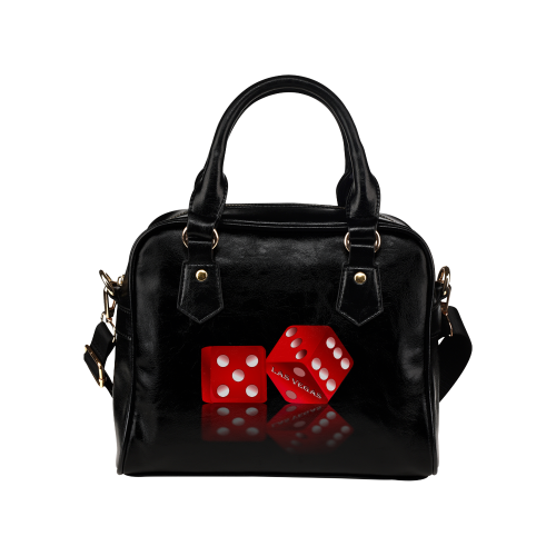 Las Vegas Craps Dice on Black Shoulder Handbag (Model 1634)