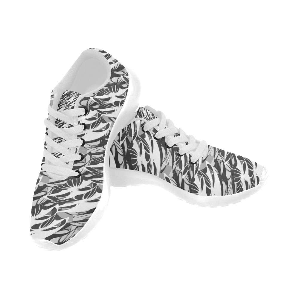 Alien Troops - Black & White (White Laces) Kid's Running Shoes (Model 020)