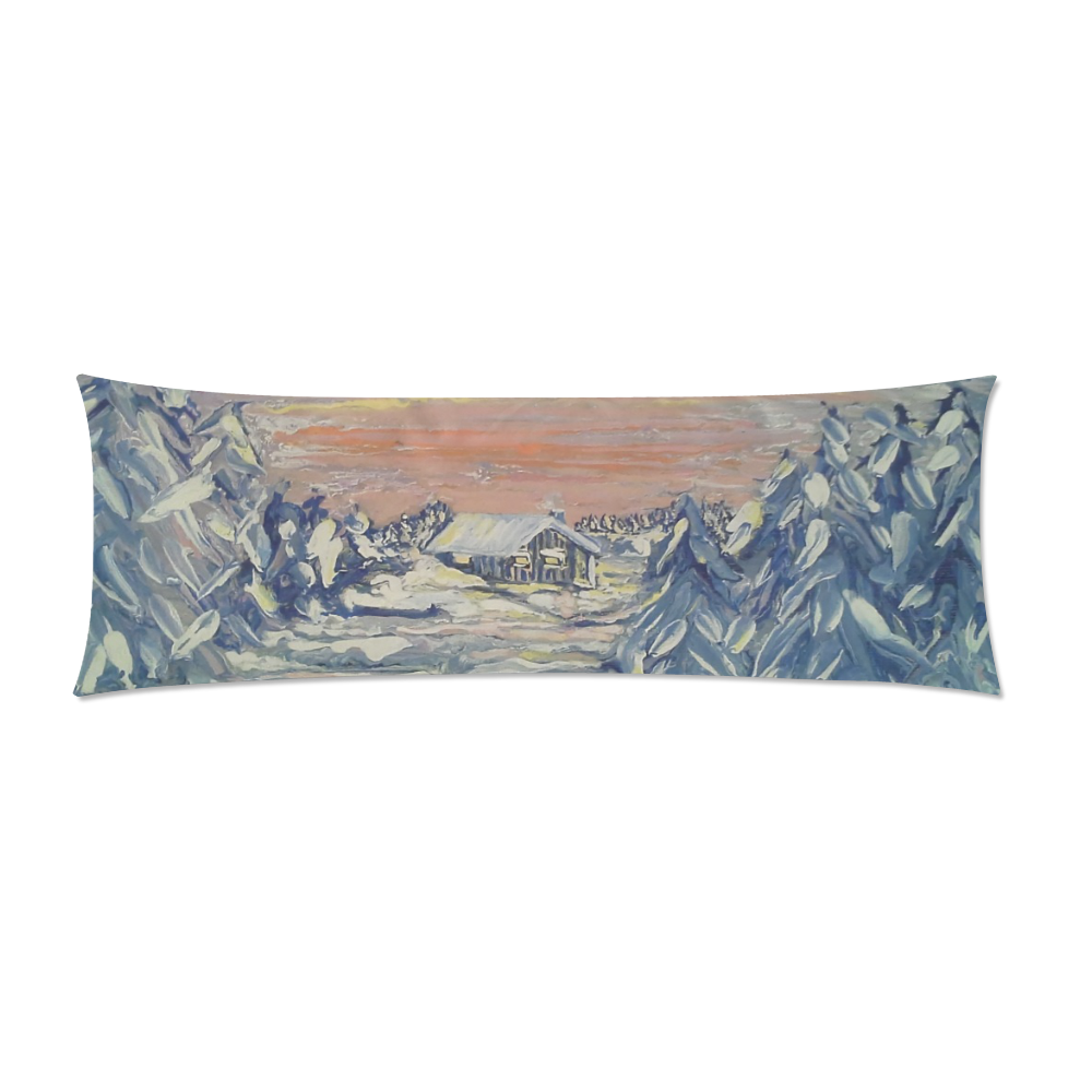 Winter Cabin - Custom Zippered Pillow Case 21"x60"(Two Sides)