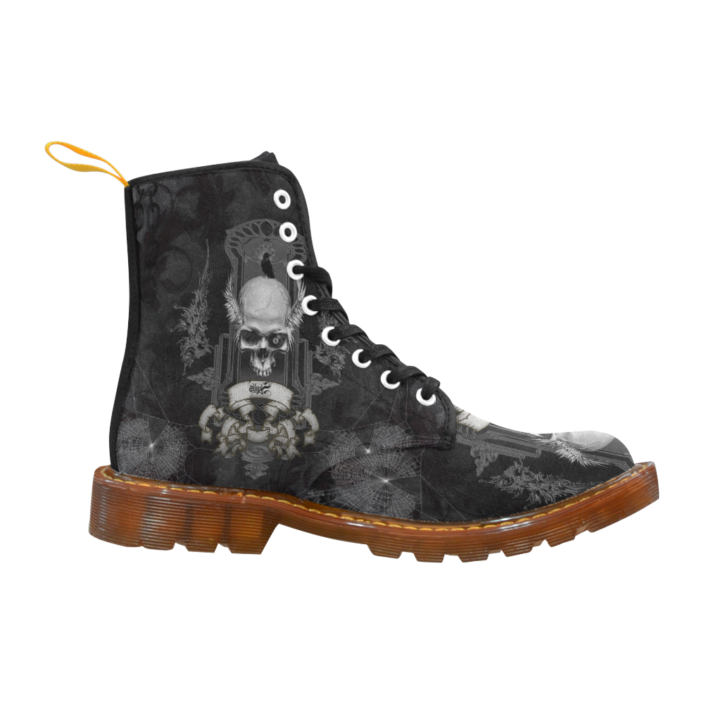 Skull with crow in black and white Martin Boots For Women Model 1203H