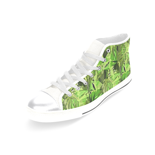 Tropical Jungle Leaves Camouflage Women's Classic High Top Canvas Shoes (Model 017)