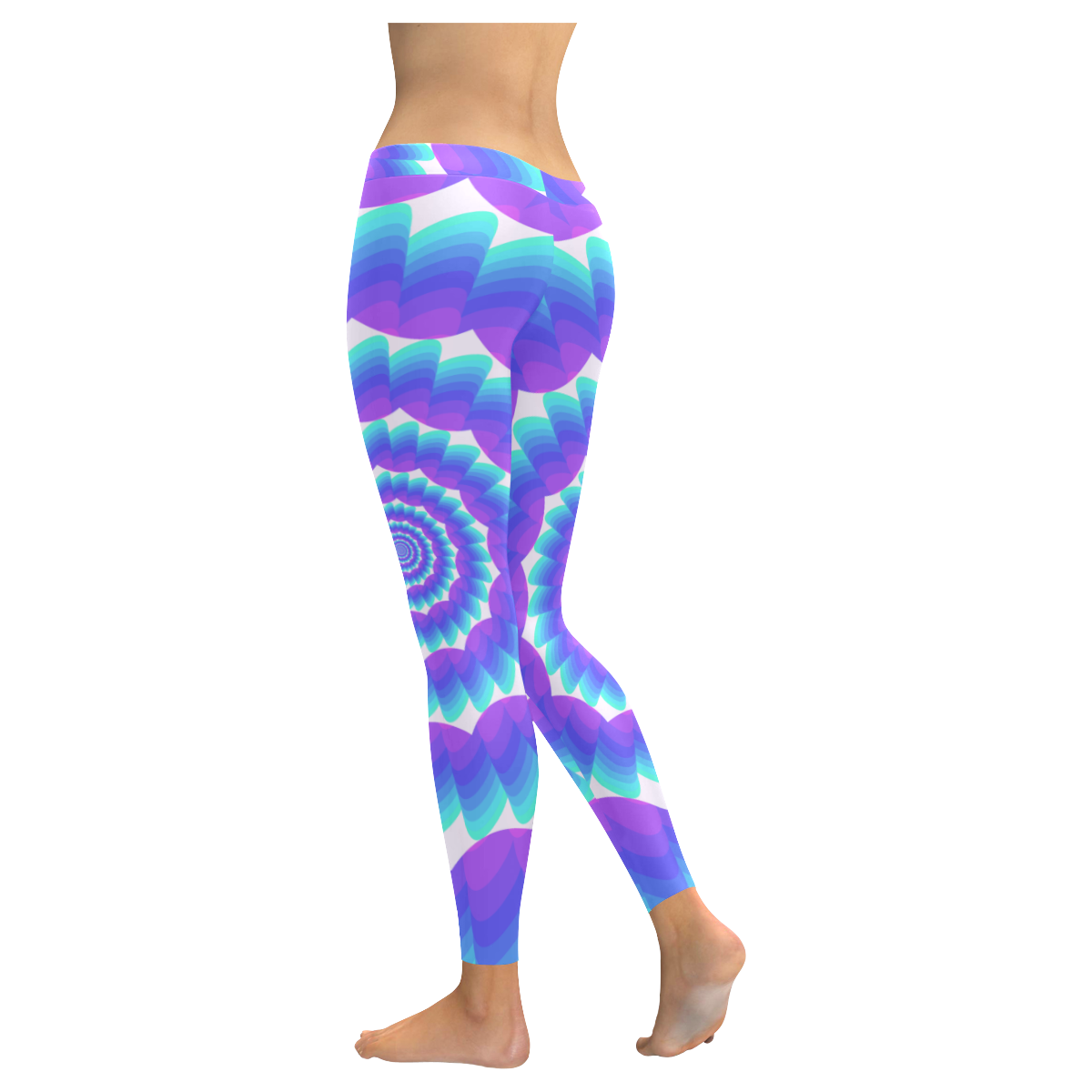 Pink blue spiral Women's Low Rise Leggings (Invisible Stitch) (Model L05)