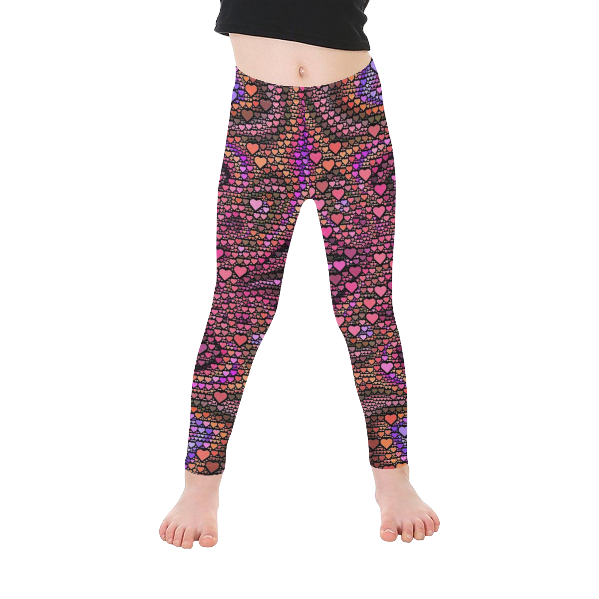 hearts everywhere B  by JamColors Kid's Ankle Length Leggings (Model L06)