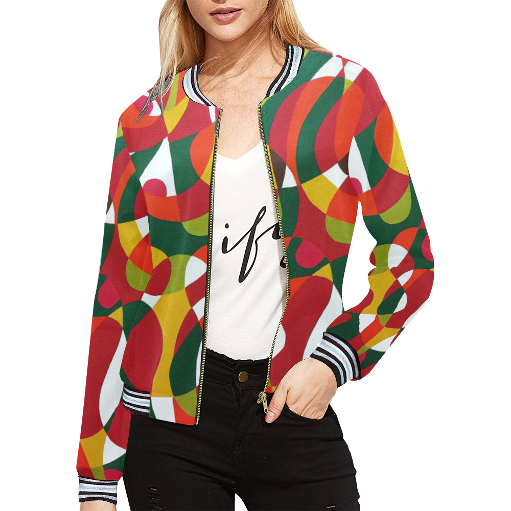 Vita All Over Print Bomber Jacket for Women (Model H21)