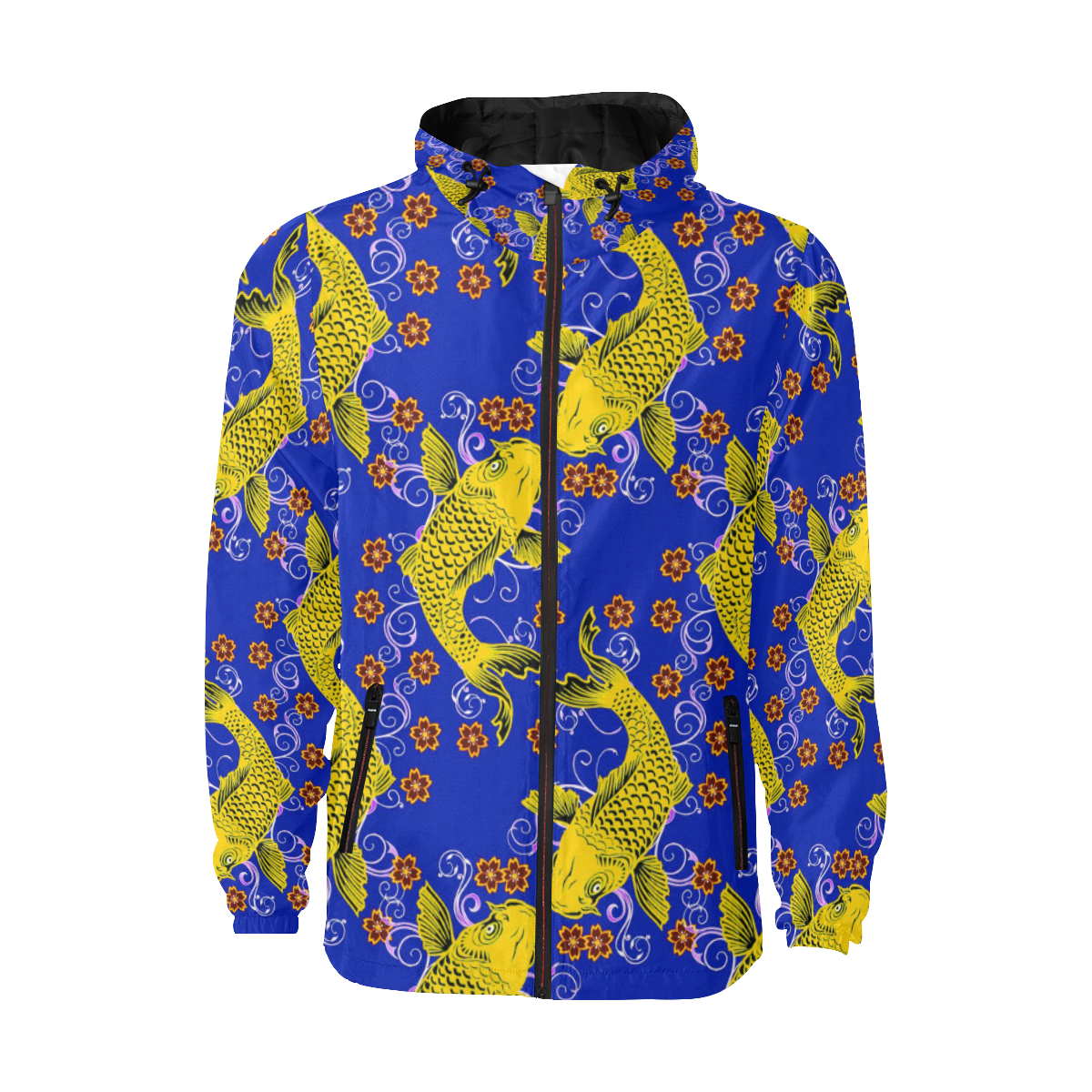 KOI FISH 4 All Over Print Quilted Windbreaker for Men (Model H35)
