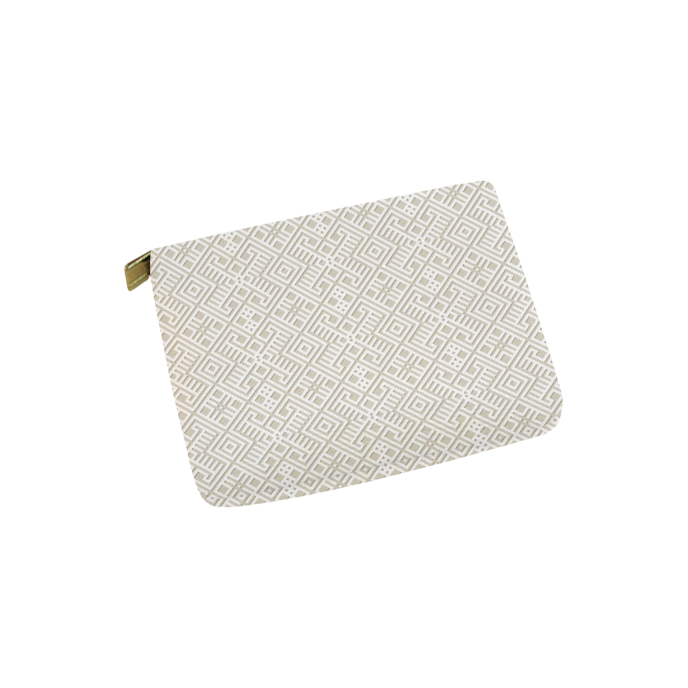 White 3D Geometric Pattern Carry-All Pouch 6''x5''
