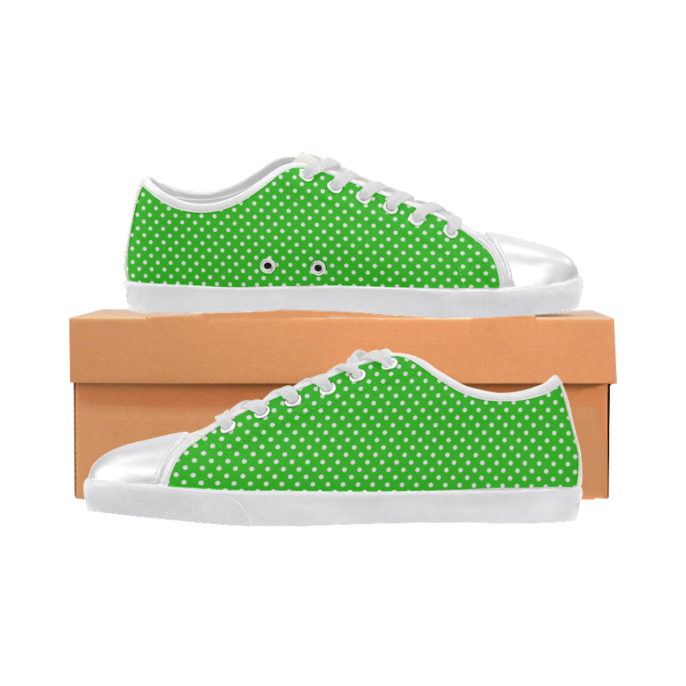 Green polka dots Canvas Shoes for Women/Large Size (Model 016)