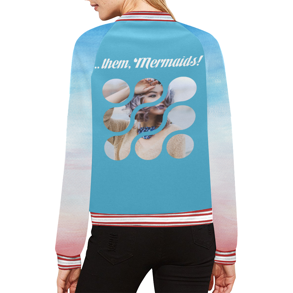 ...them, Mermaids! aviator Bomber Flight Jacket All Over Print Bomber Jacket for Women (Model H21)