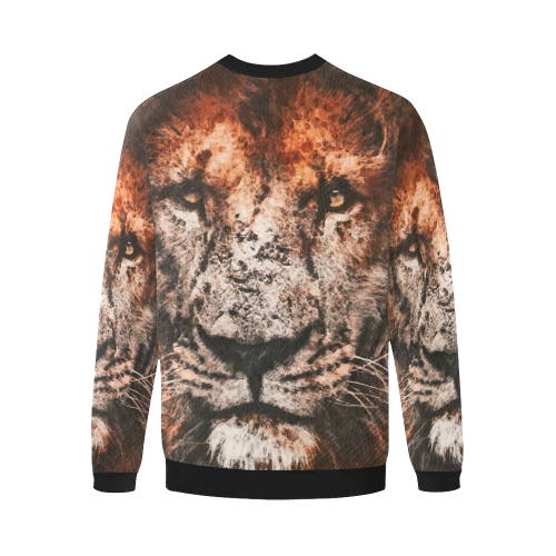 lion jbjart #lion Men's Oversized Fleece Crew Sweatshirt/Large Size(Model H18)