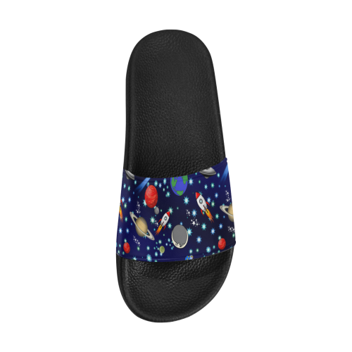 Galaxy Universe - Planets,Stars,Comets,Rockets Men's Slide Sandals/Large Size (Model 057)