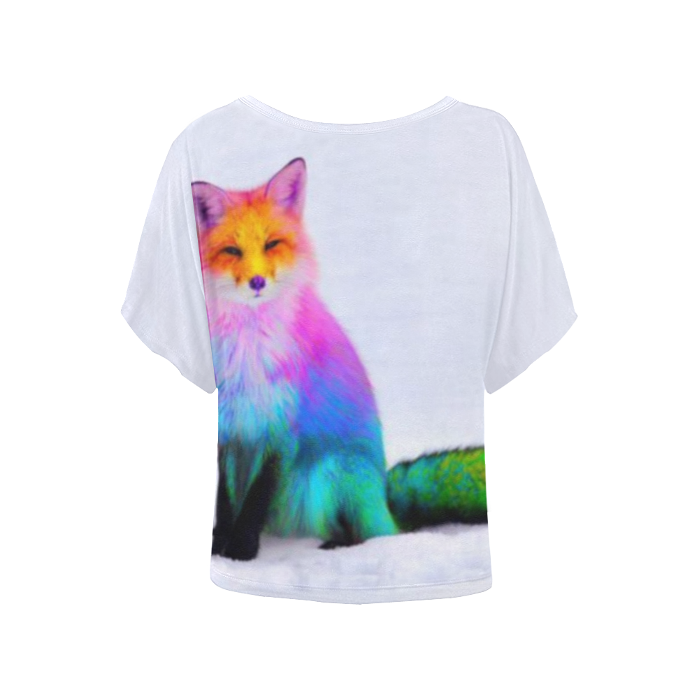 Rainbow Fox Women's Batwing-Sleeved Blouse T shirt (Model T44)