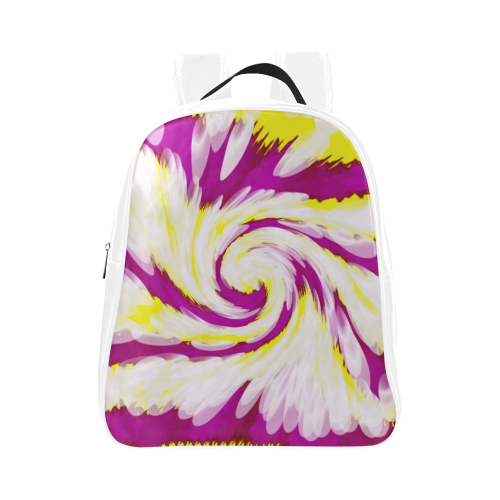 Pink Yellow Tie Dye Swirl Abstract School Backpack (Model 1601)(Small)