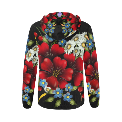 Bouquet Of Flowers All Over Print Full Zip Hoodie for Women (Model H14)