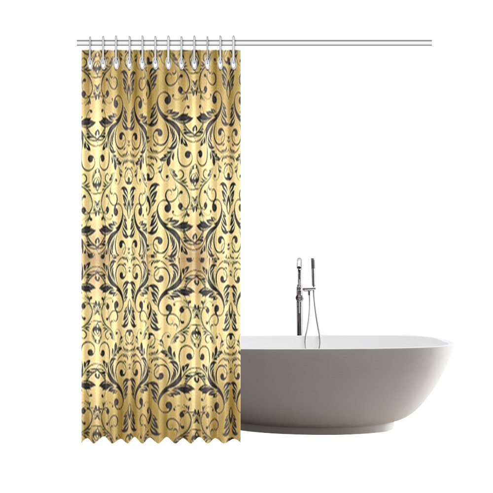 fancy golden foral shower curtains Shower Curtain 69"x84"