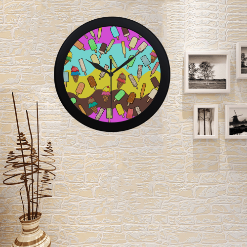 Ice Cream Treats Illustration Circular Plastic Wall clock