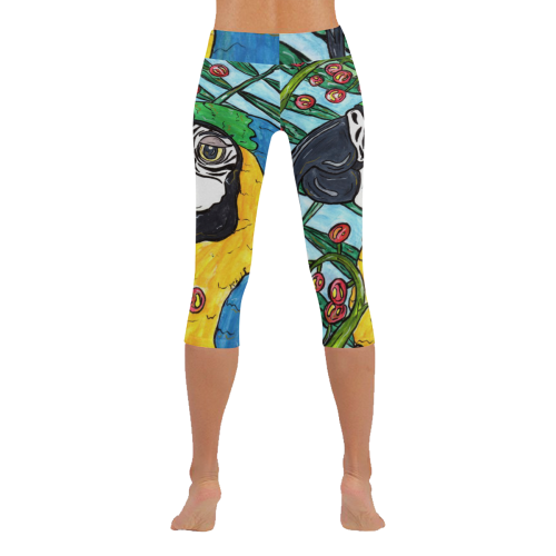 Max the Macaw Capri leggings Women's Low Rise Capri Leggings (Invisible Stitch) (Model L08)