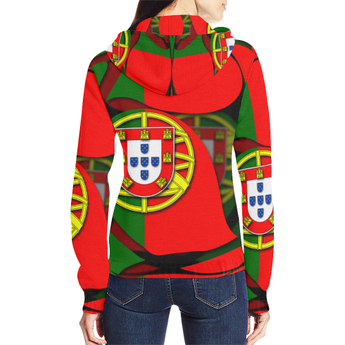 The Flag of Portugal All Over Print Full Zip Hoodie for Women (Model H14)
