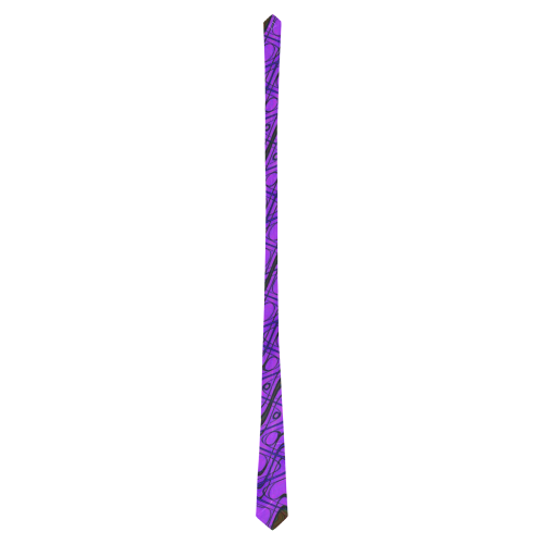 Purple and Black Waves pattern design Classic Necktie (Two Sides)