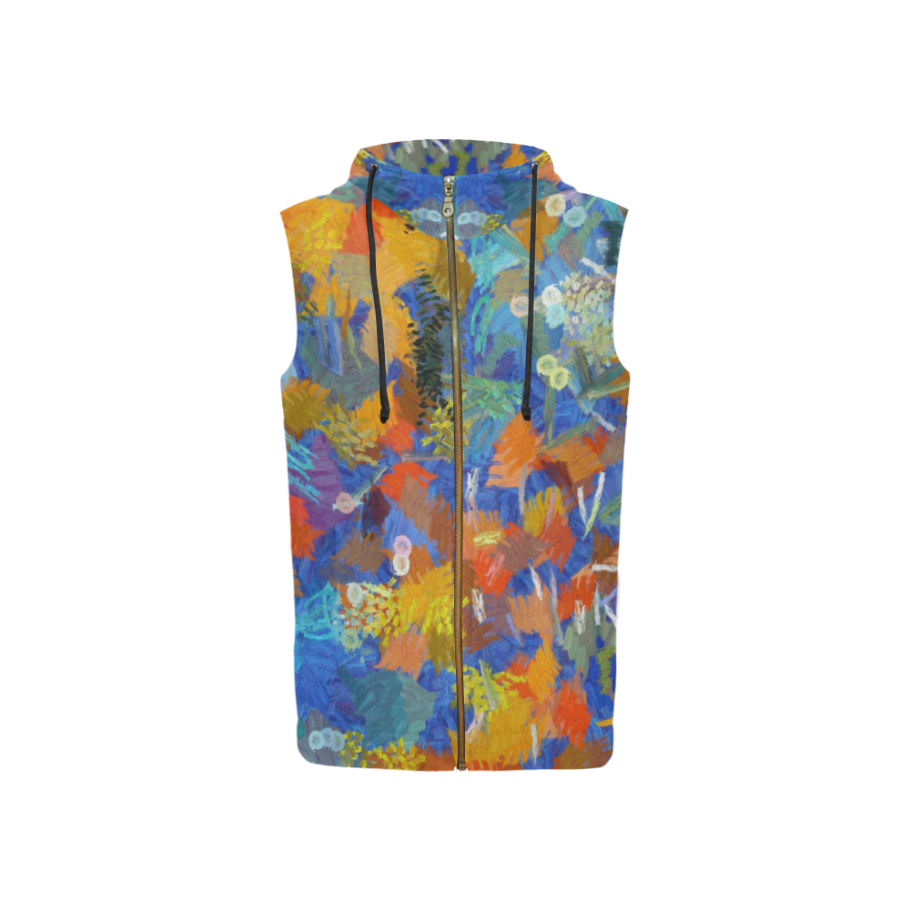 Colorful paint strokes All Over Print Sleeveless Zip Up Hoodie for Women (Model H16)