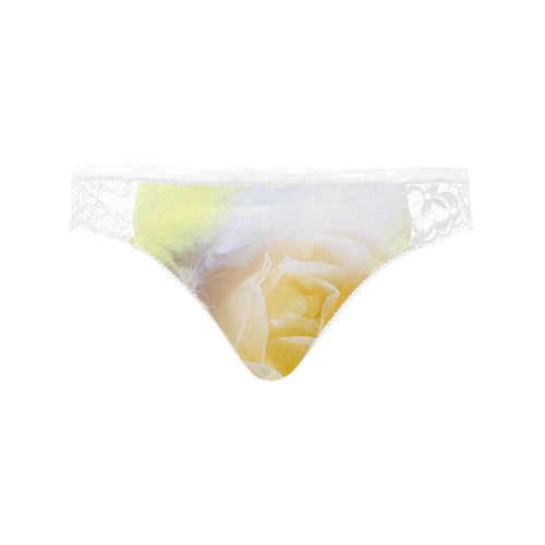 Soft yellow roses Women's Lace Panty (Model L41)
