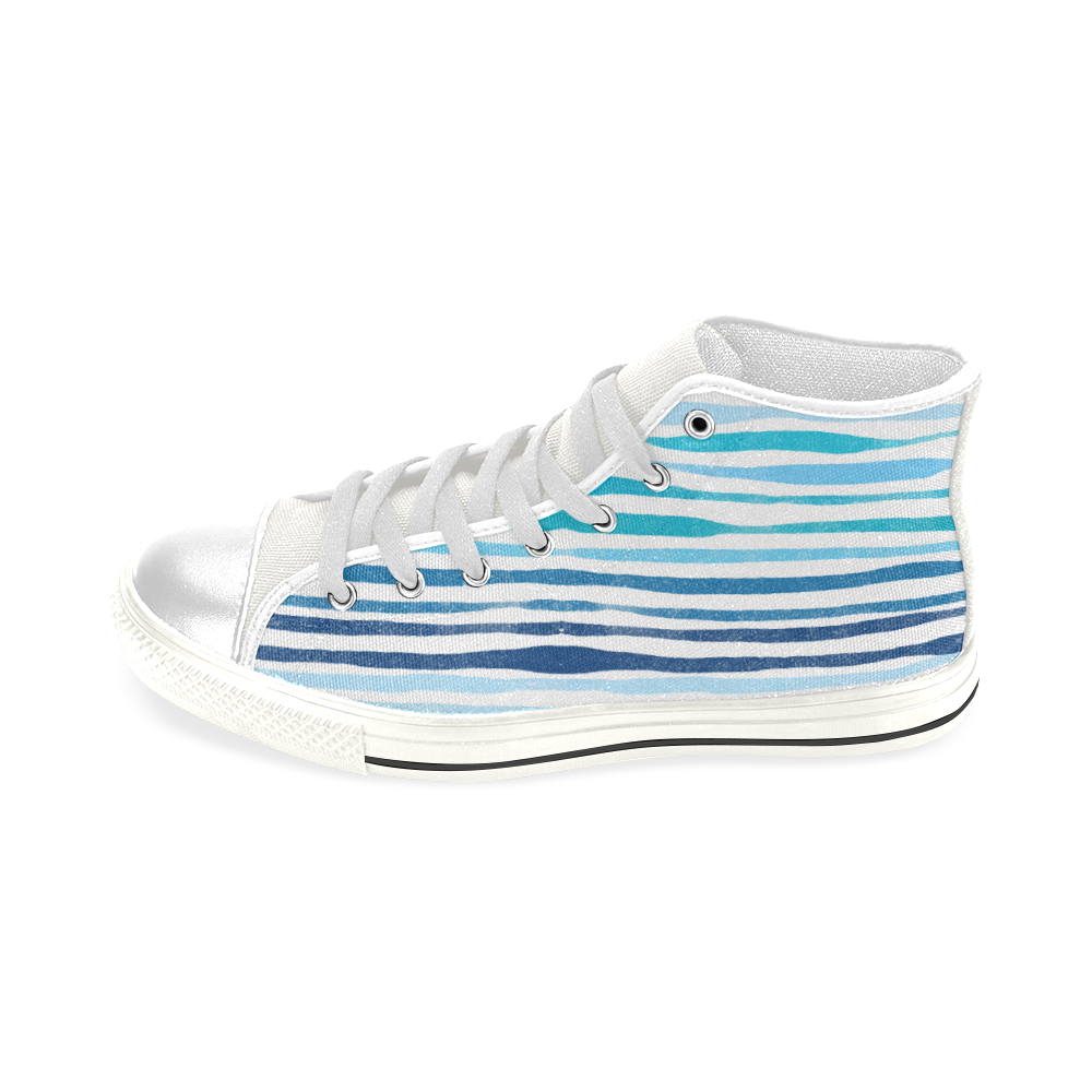 Blue Stripes Men’s Classic High Top Canvas Shoes (Model 017)