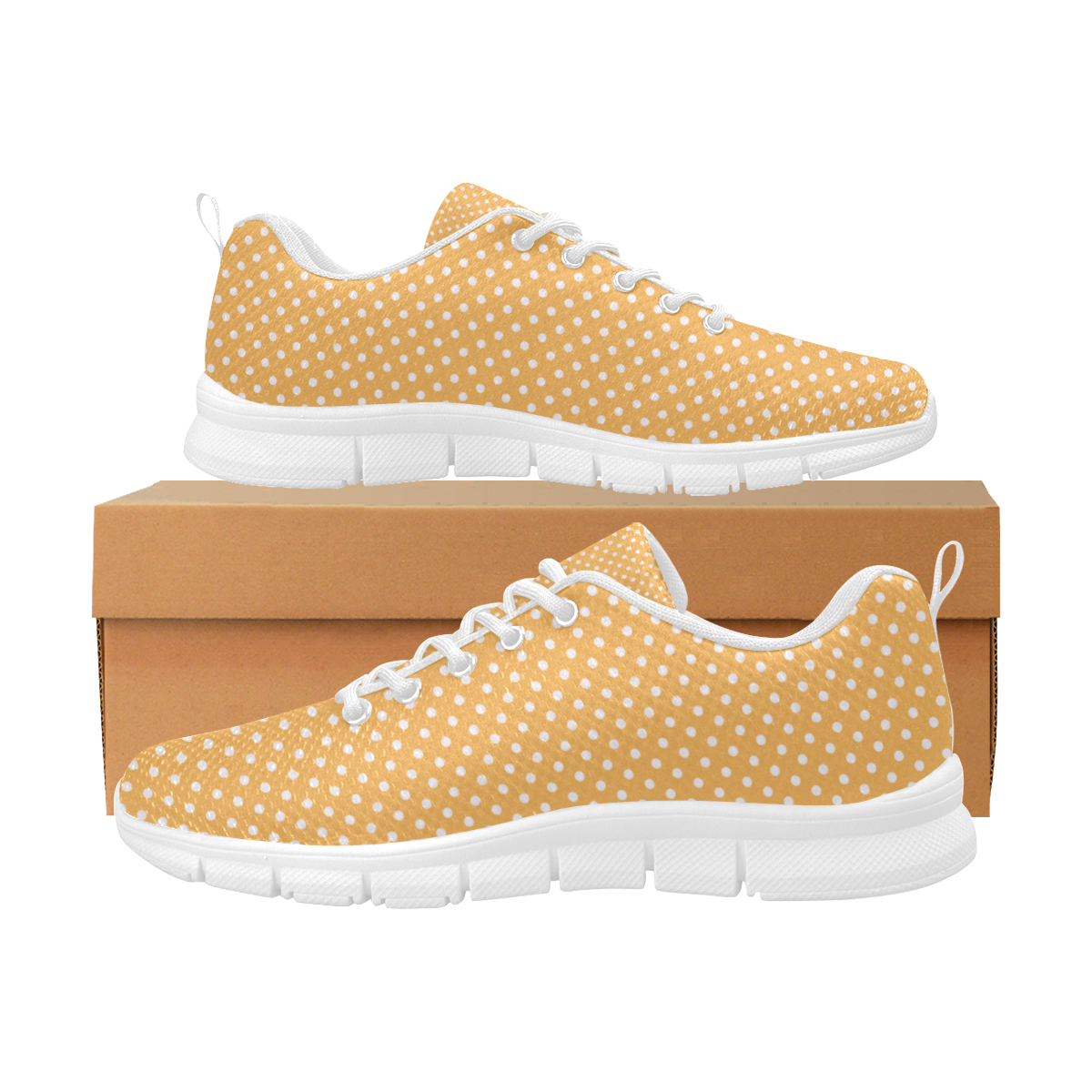 Yellow orange polka dots Women's Breathable Running Shoes (Model 055)