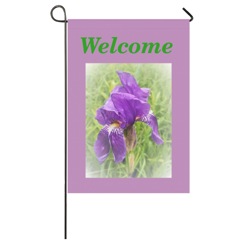 Welcome Iris Garden Flag 28''x40'' （Without Flagpole）
