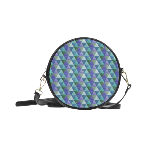 Triangle Pattern - Blue Violet Teal Green Round Sling Bag (Model 1647)