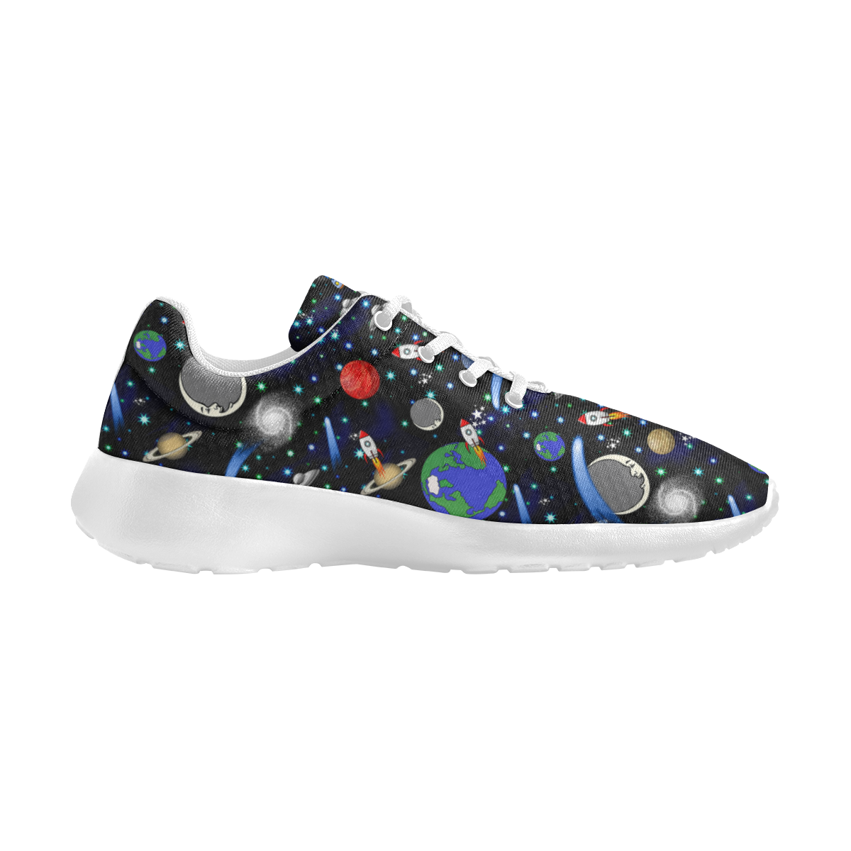 Galaxy Universe - Planets, Stars, Comets, Rockets Women's Athletic Shoes (Model 0200)
