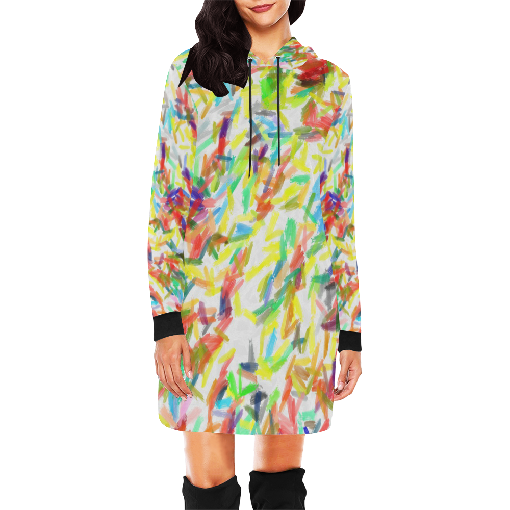 Colorful brush strokes All Over Print Hoodie Mini Dress (Model H27)