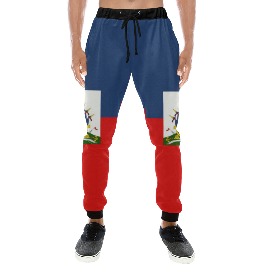 haiti flag Men's All Over Print Sweatpants (Model L11)