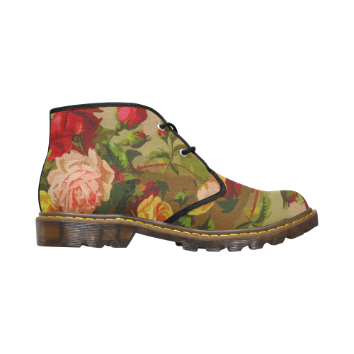 FLORAL DESIGN 10 Women's Canvas Chukka Boots/Large Size (Model 2402-1)