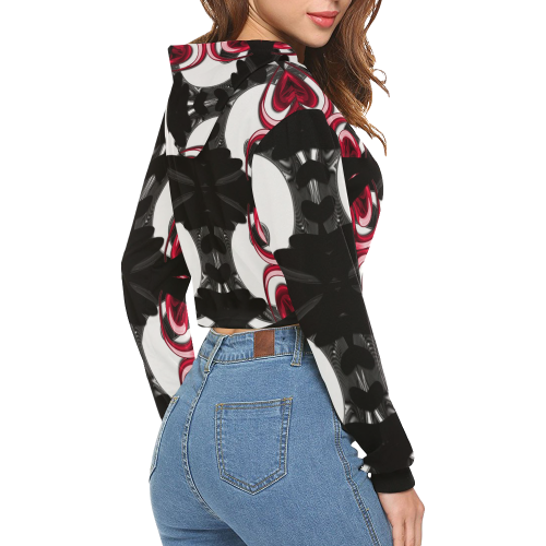 5000TRYtwo2 106 dEEP mONSTER  60 All Over Print Crop Hoodie for Women (Model H22)